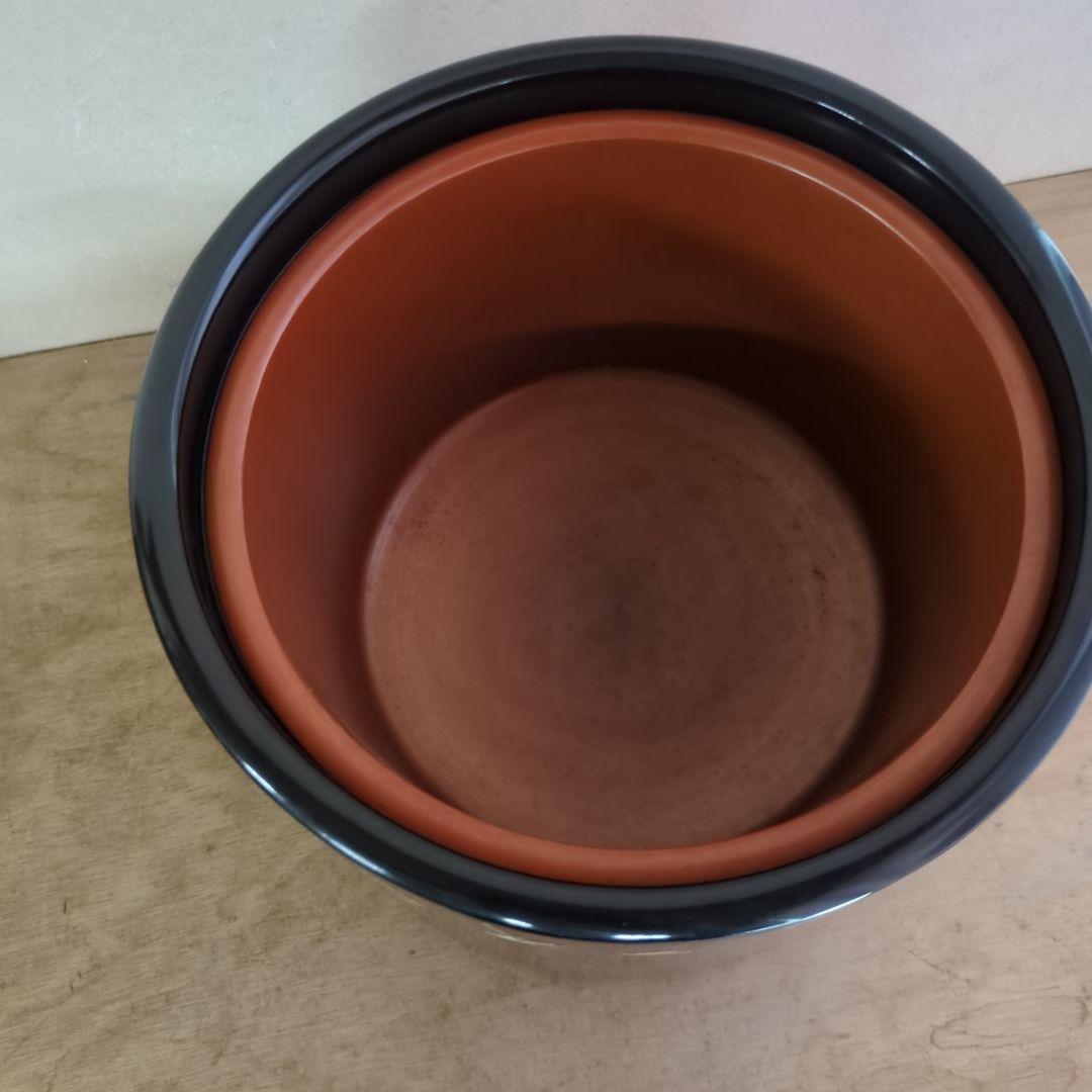 骨董 火鉢 螺鈿 花模様 木製 漆器 内側銅器 花入 鉢カバー 貝細工