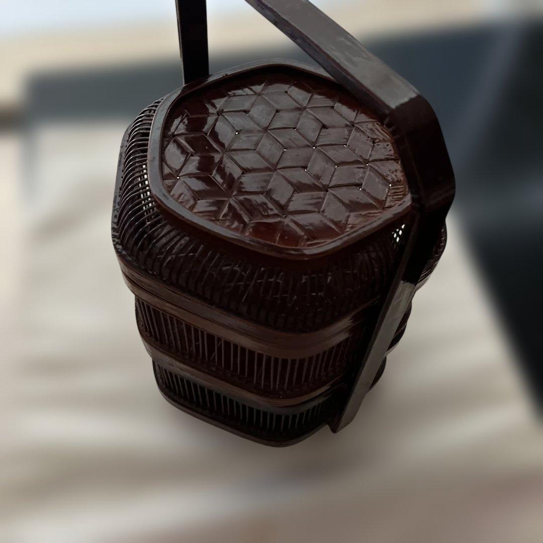 菓子器 茶色の六角形バスケット