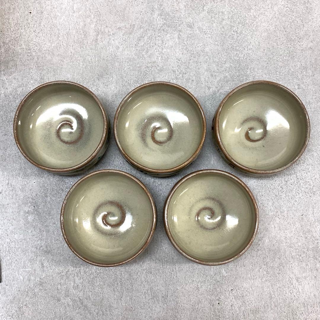 旅茶碗 5客 大塩正義 八代目正人 共箱 奈良絵 赤膚焼 茶道具 抹茶椀 小茶碗