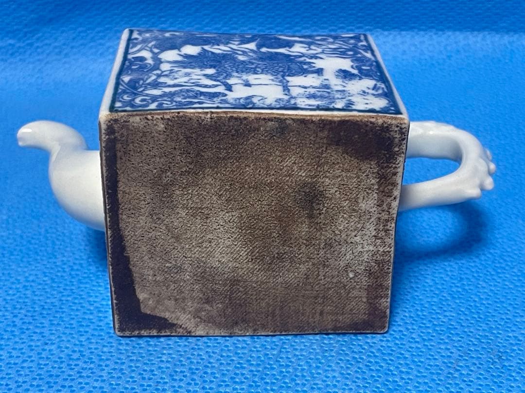京都洛東　鳳瑞の四角い陶器急須　水注　湯さまし　珍品