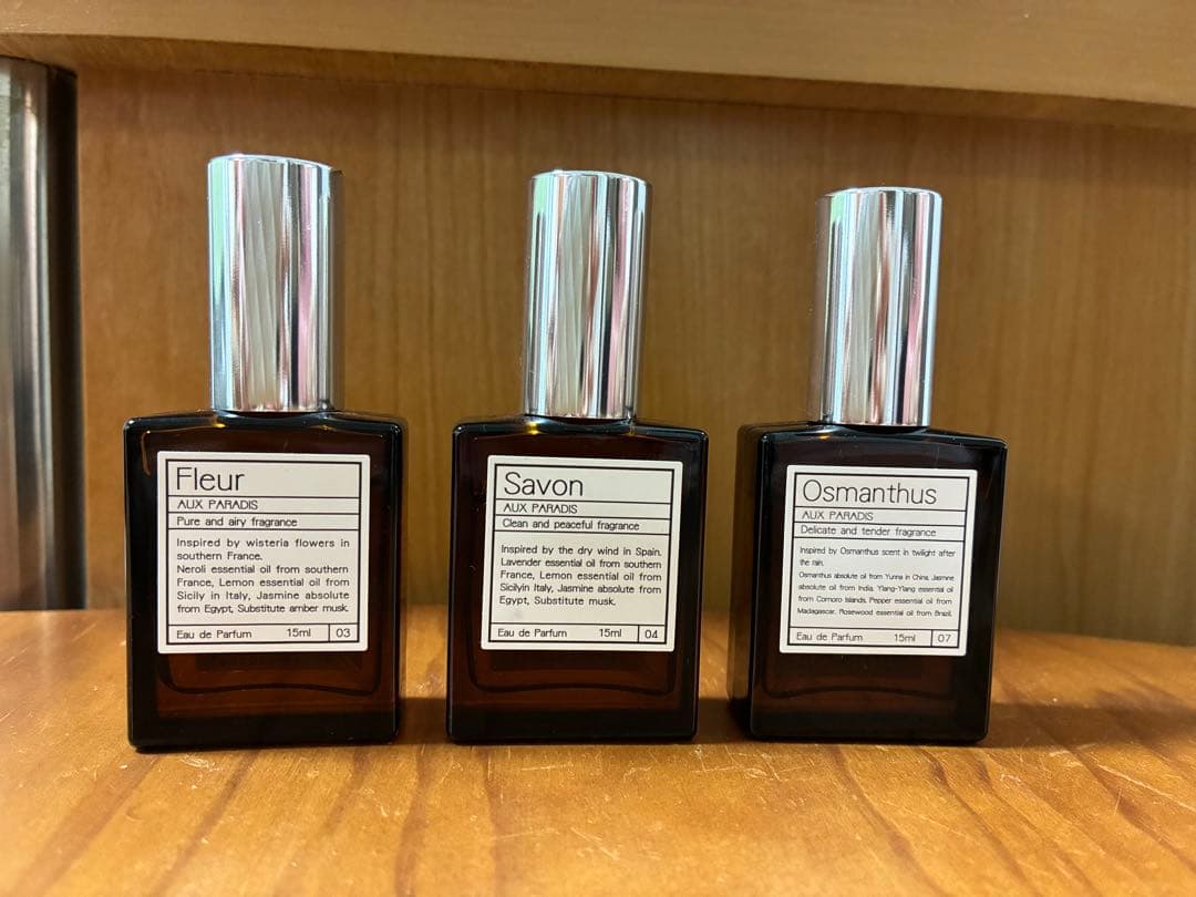 オゥパラディ　フルール、サボン、オスマンサス各15ml