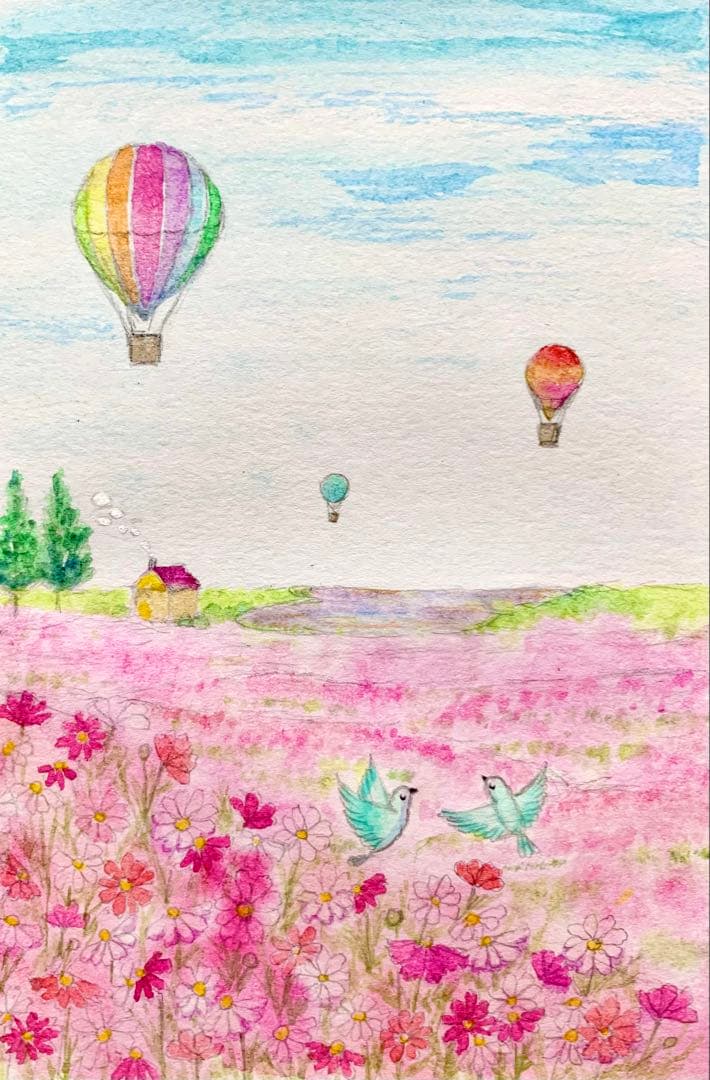 みみ水彩画7枚＋レプリカ5枚セット風景と花