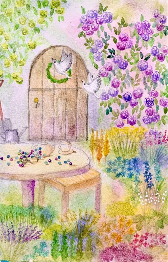 みみ水彩画7枚＋レプリカ5枚セット風景と花