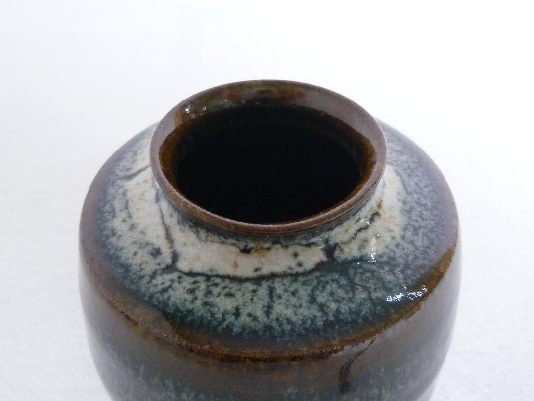 【宮川香雲作】肩衝茶入 中蔓牡丹唐草金襴仕覆付　共箱 茶道具