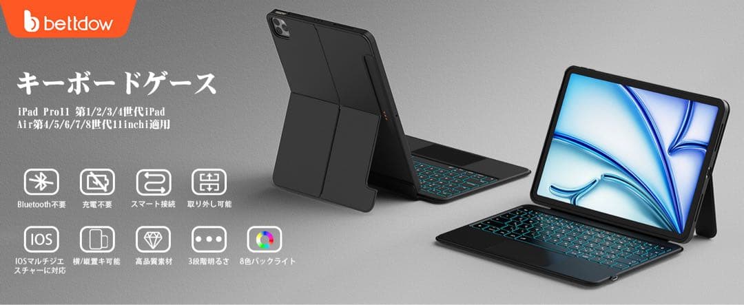 iPad Air用 キーボードケース 11インチ JIS配列 マグネット着脱