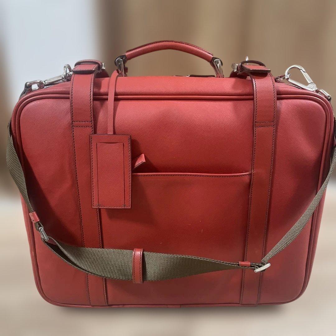 PRADA プラダ　サフィアーノ　ソフトトランク　トラベルバッグ　レッド　レザー
