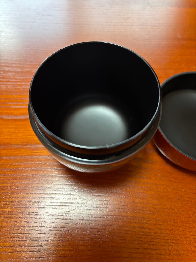茶道具　朱塗　中棗　馬九行く
