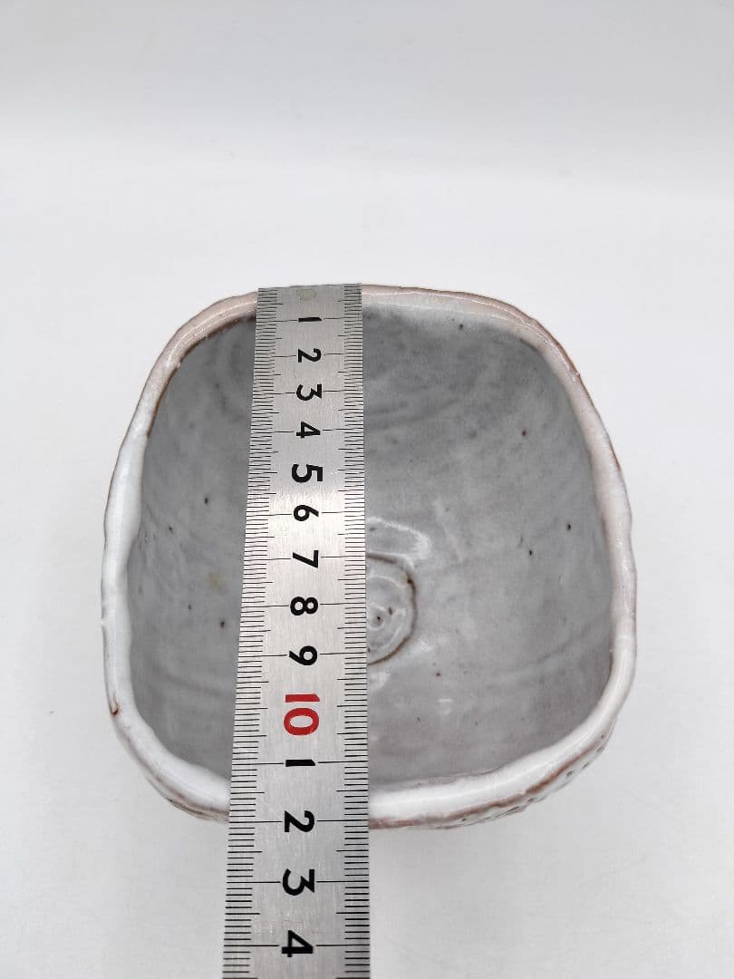d080 白萩　茶碗　俵手　守田唐七 木箱 茶道具 古物