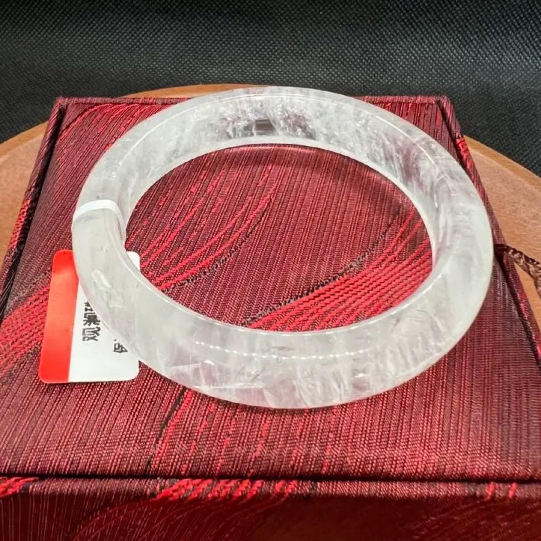 新品　ブラジル産　天然白水晶のくり抜きバングルパワーストーン　AB916