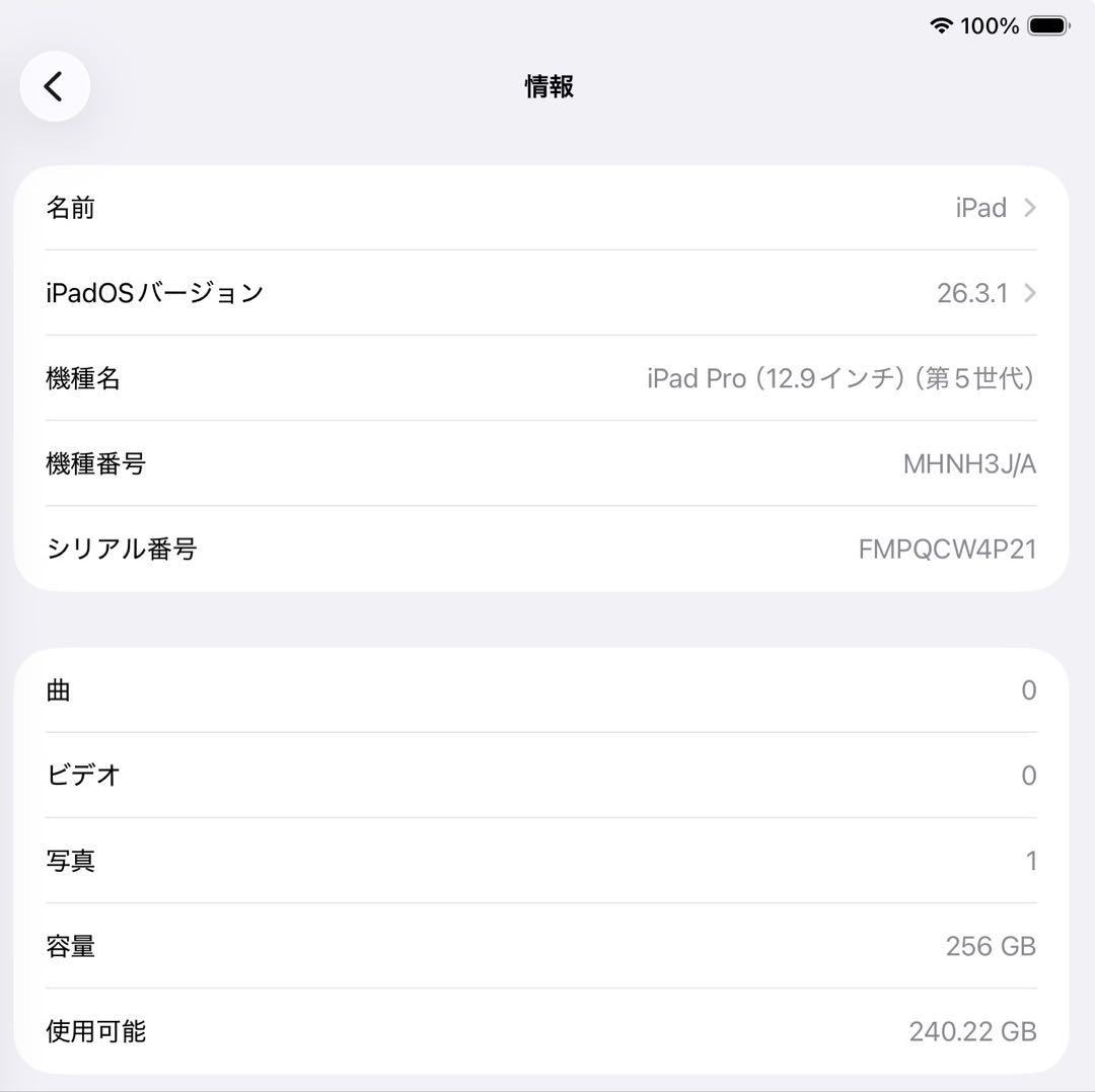 【3点セット】Apple iPad Pro 12.9インチ 第5世代 256GB