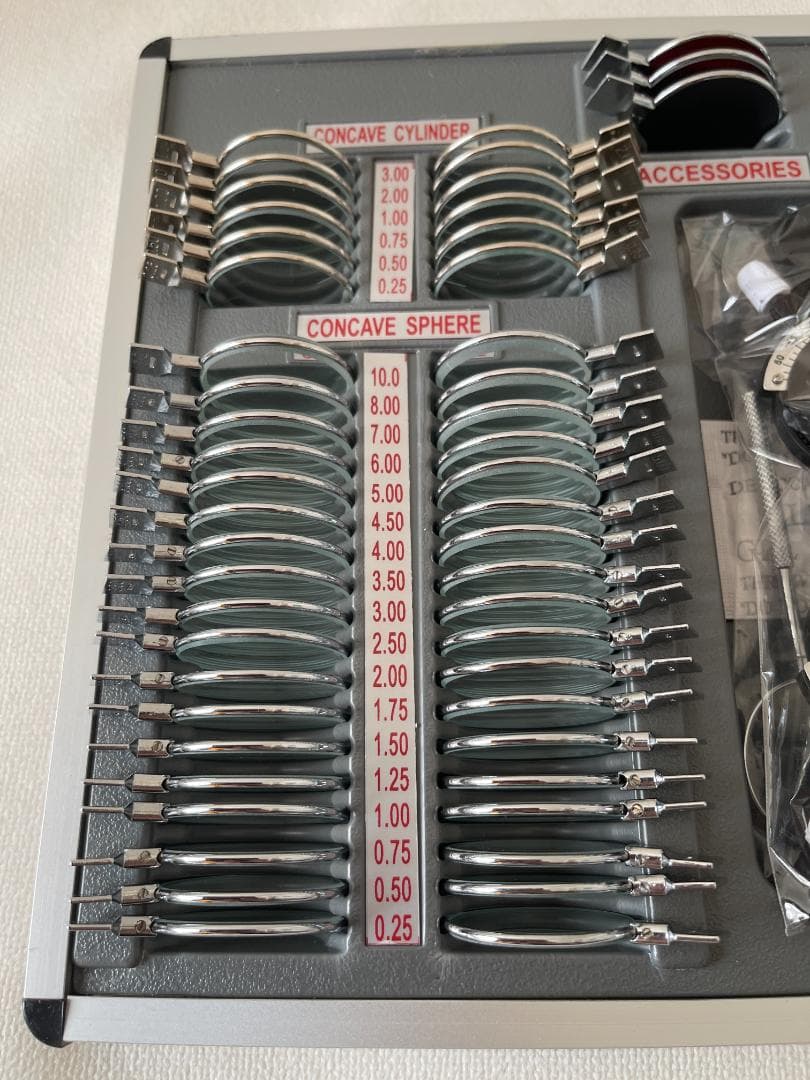 視力検査トライアルレンズセット＋トライアルフレーム2本 検眼 テストレンズ