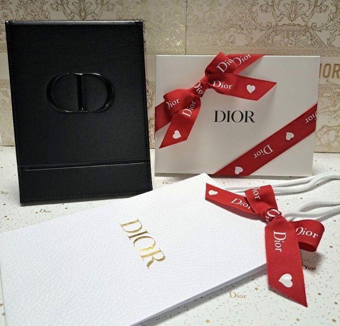 Dior❤️ディオールミラー 折りたたみ ブラック レザー ギフトラッピング付