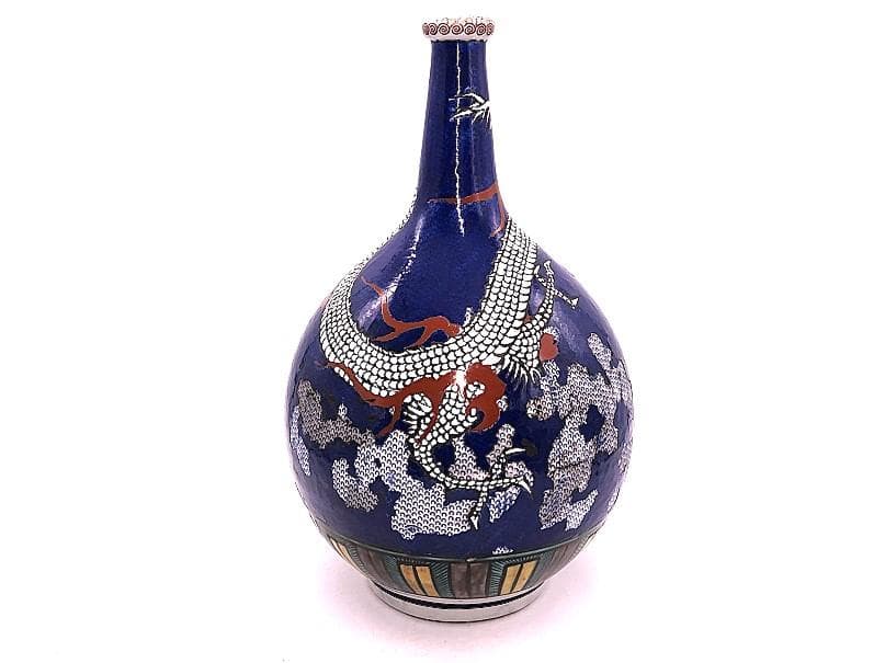 【 雲龍図大徳利花生 】　古九谷角福印　高33.7ｃｍ