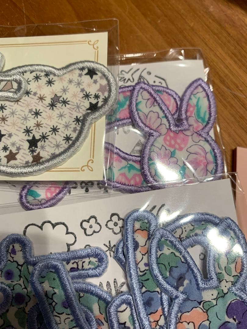 手書き風リバティ生地ネームタグワッペン