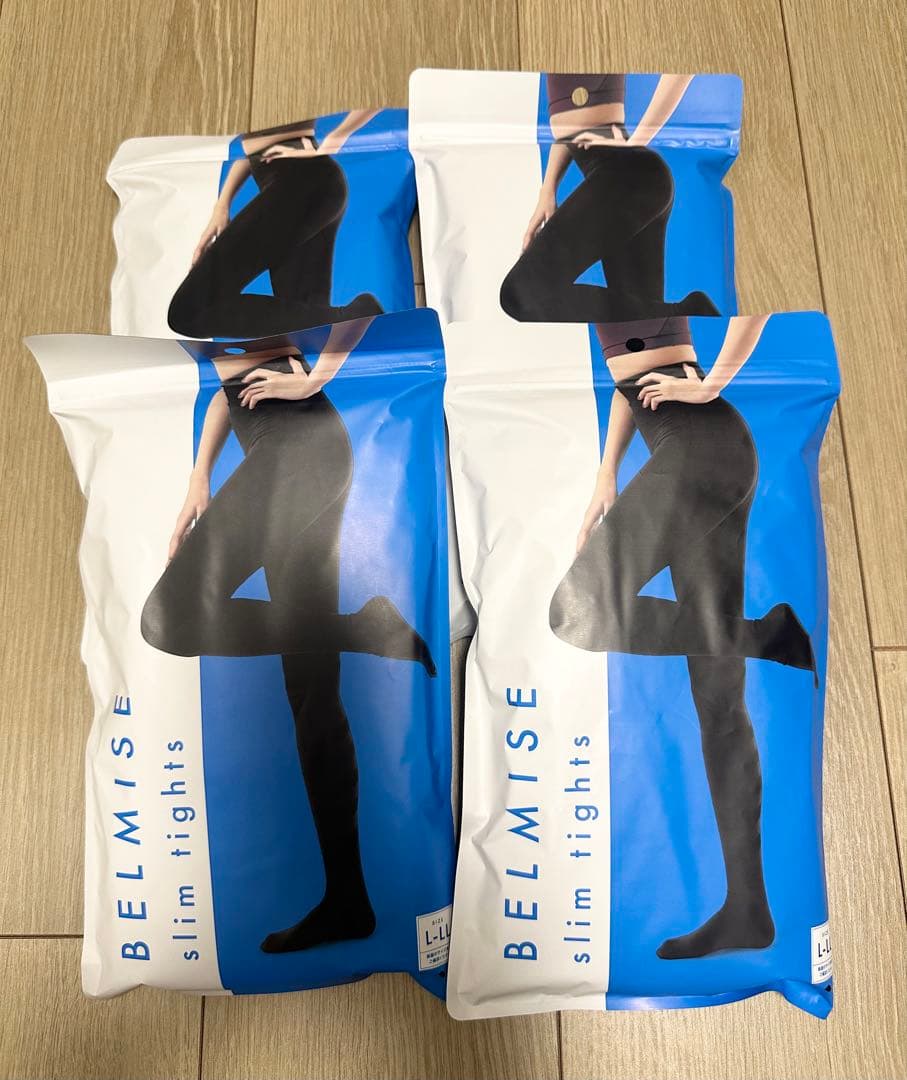 【新品✴︎未使用】BELMISE スリムタイツ 着圧レギンス4枚 ブラックL-LL