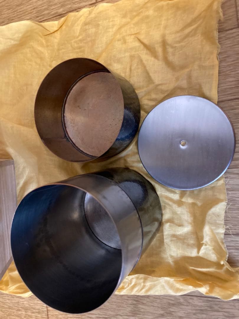 【鎚起工房 清雅堂】銅茶筒　 青藍色　茶器【上杉】茶匙　樺細工茶匙　茶匙　茶道具