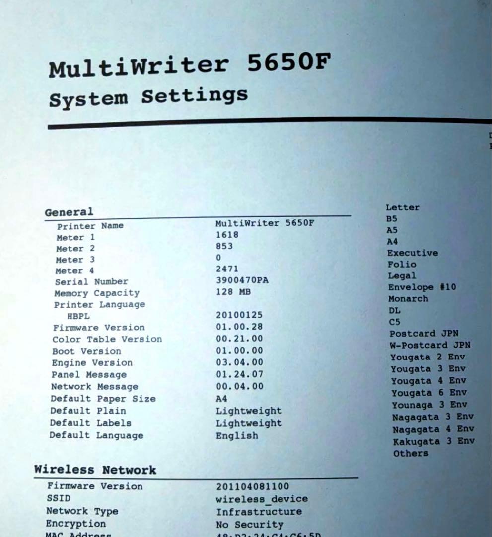 MultiWriter 5650F レーザープリンター 本体