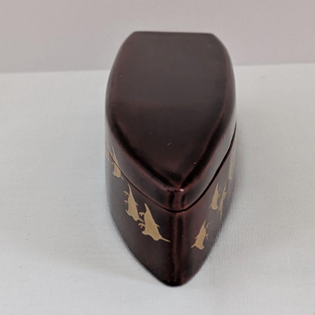 香合　舟香合　漆　千鳥　共箱 前端春斉作