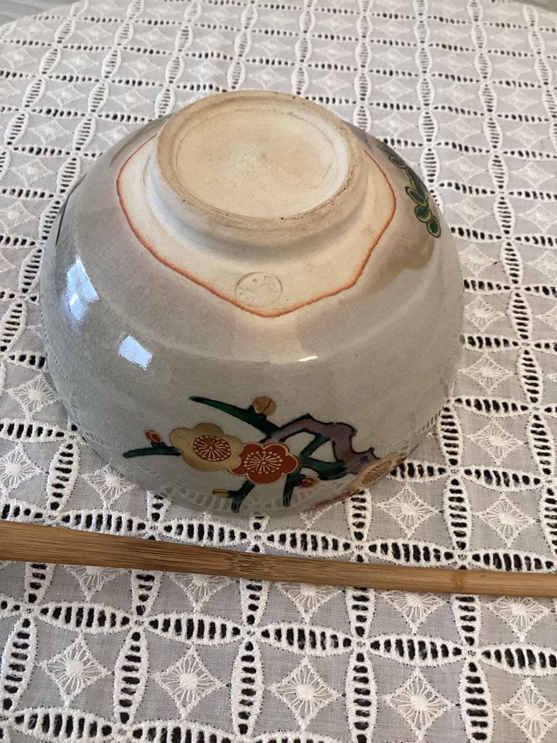 茶道具　 『横田鳳山造』　唐銅　青磁三ツ人形 九谷焼茶碗　御羽箒　 おまとめ品