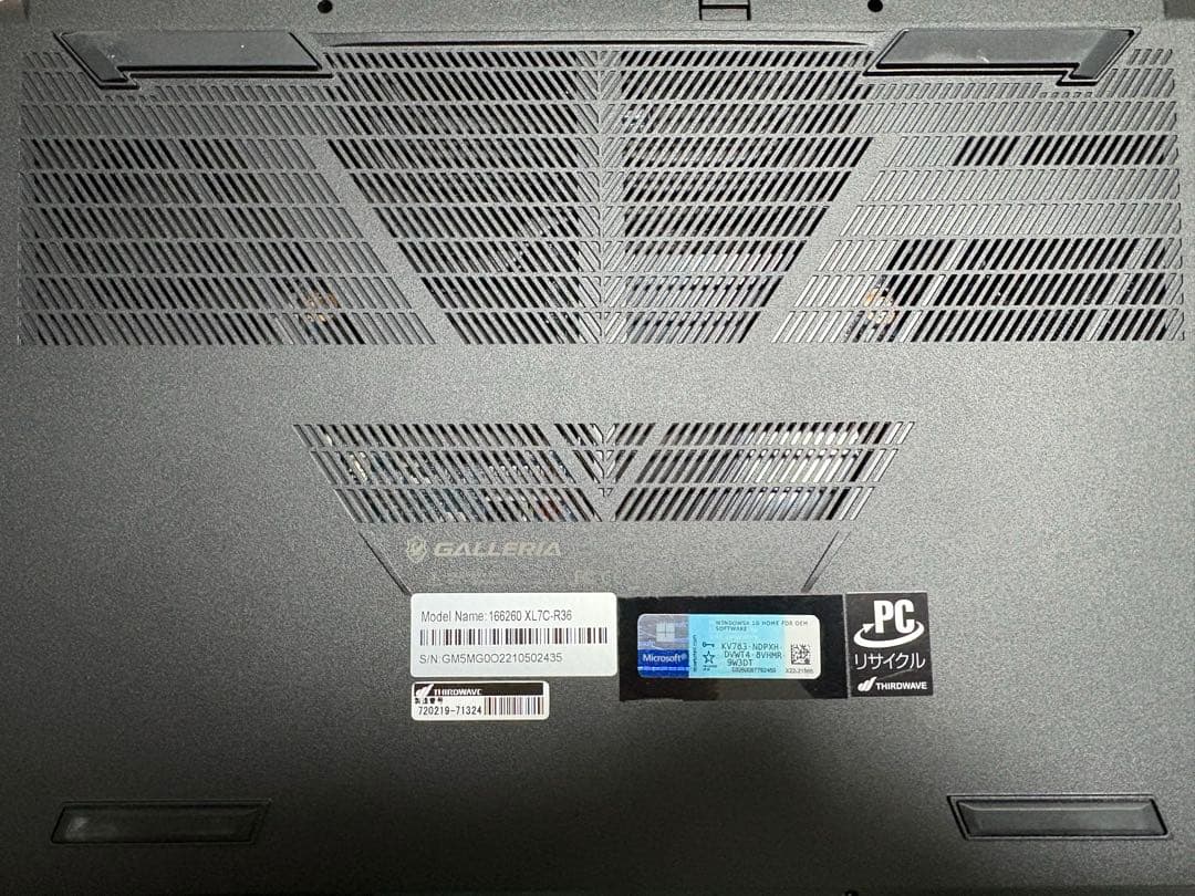Windowsノート本体 GALLERIA XL7C-R36