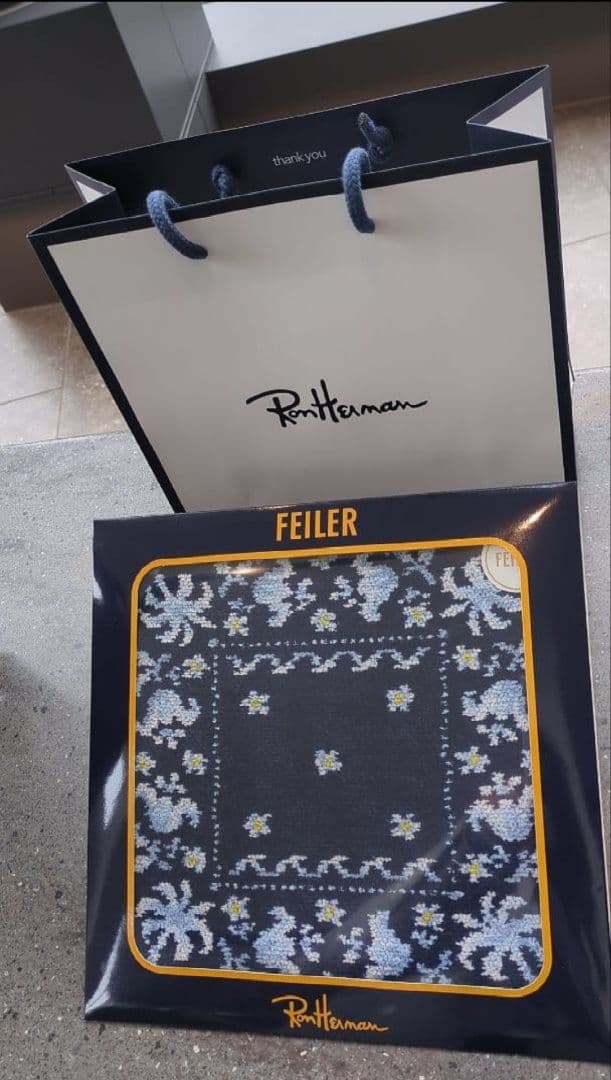 ロンハーマン別注FEILER Bandana Handkerchief 青 限定