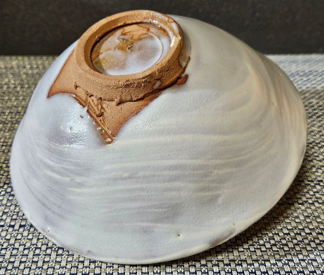京焼　清水焼　日展作家　市川廣三 作　白釉 　刷毛目　茶碗　共箱　茶道具　茶器