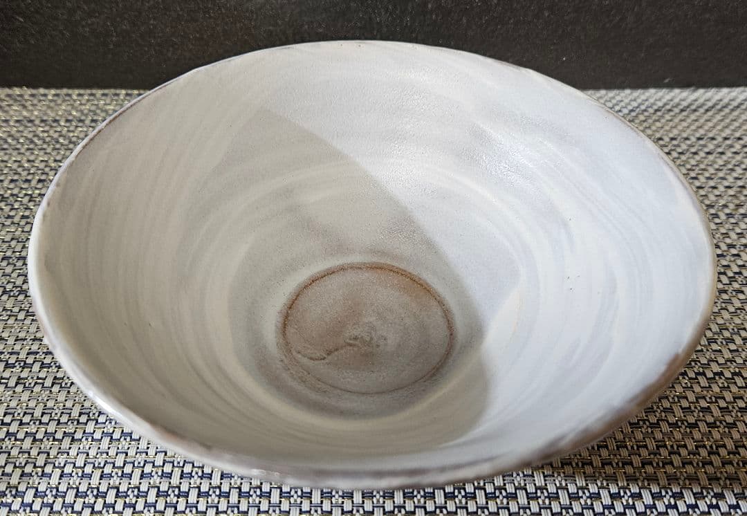 京焼　清水焼　日展作家　市川廣三 作　白釉 　刷毛目　茶碗　共箱　茶道具　茶器
