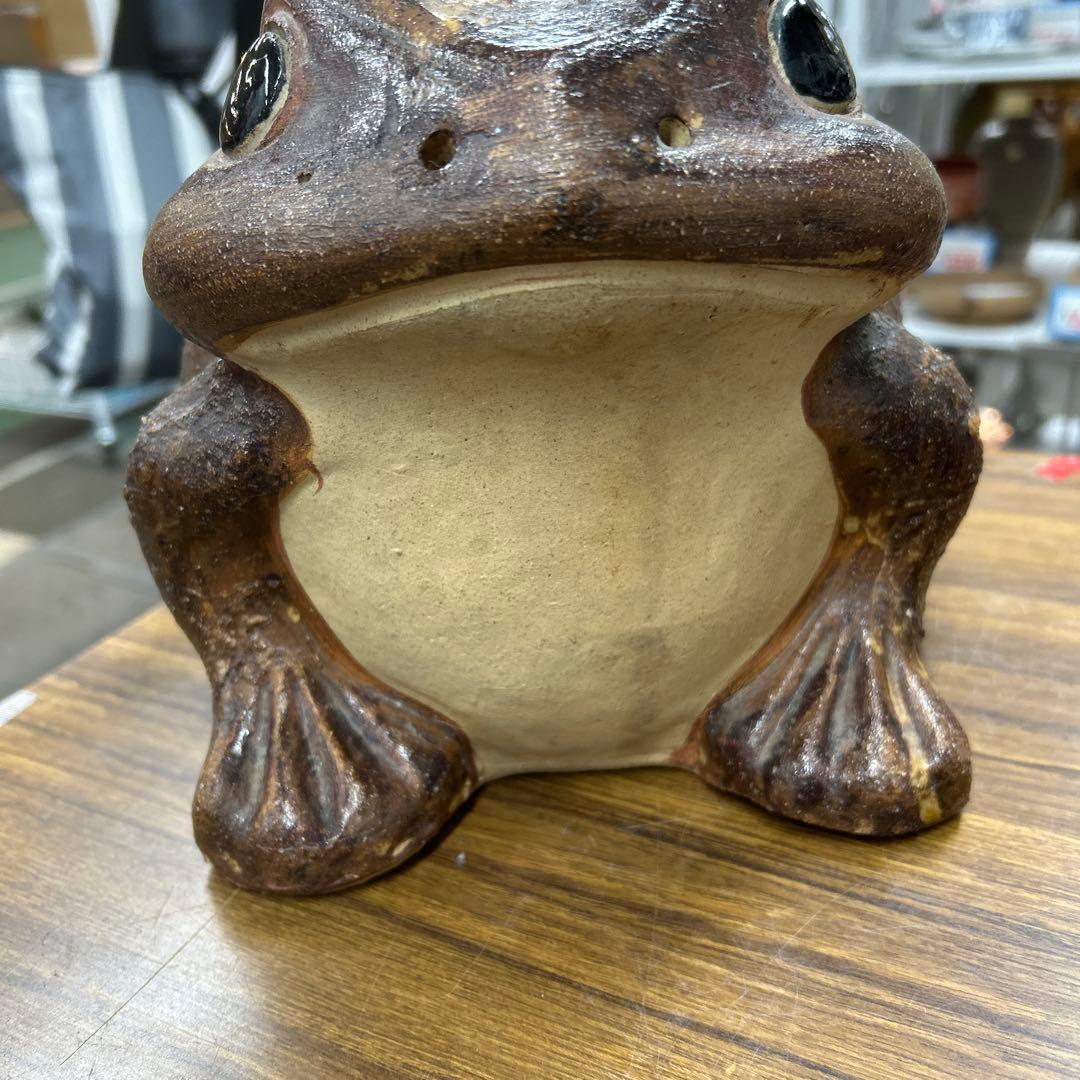 信楽焼 カエル 蛙 親子 三匹 陶器 大型 置物 オブジェ 庭 玄関 縁起物