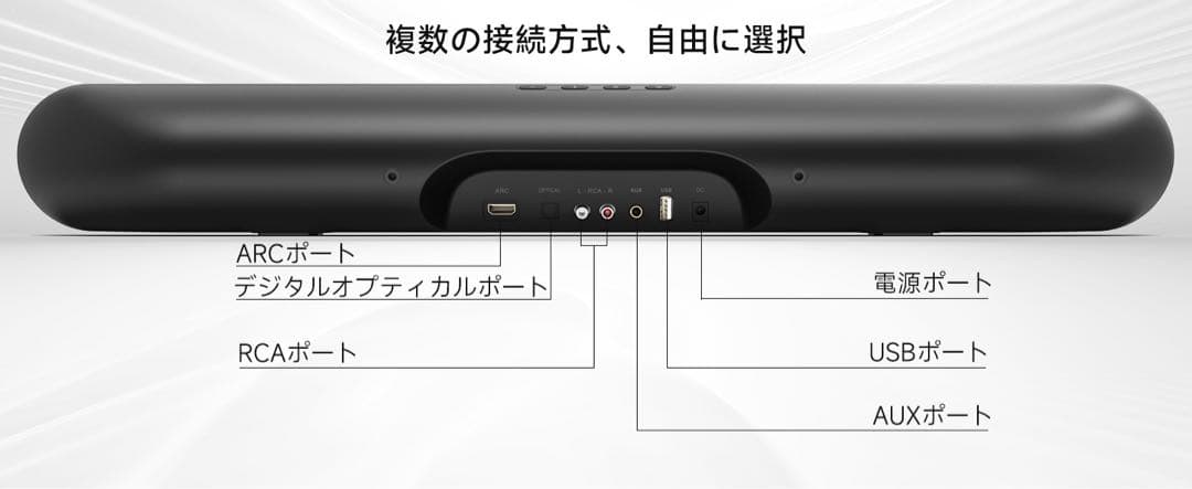 サウンドバー Bluetoothスピーカー PC用2.0chバー型スピーカー