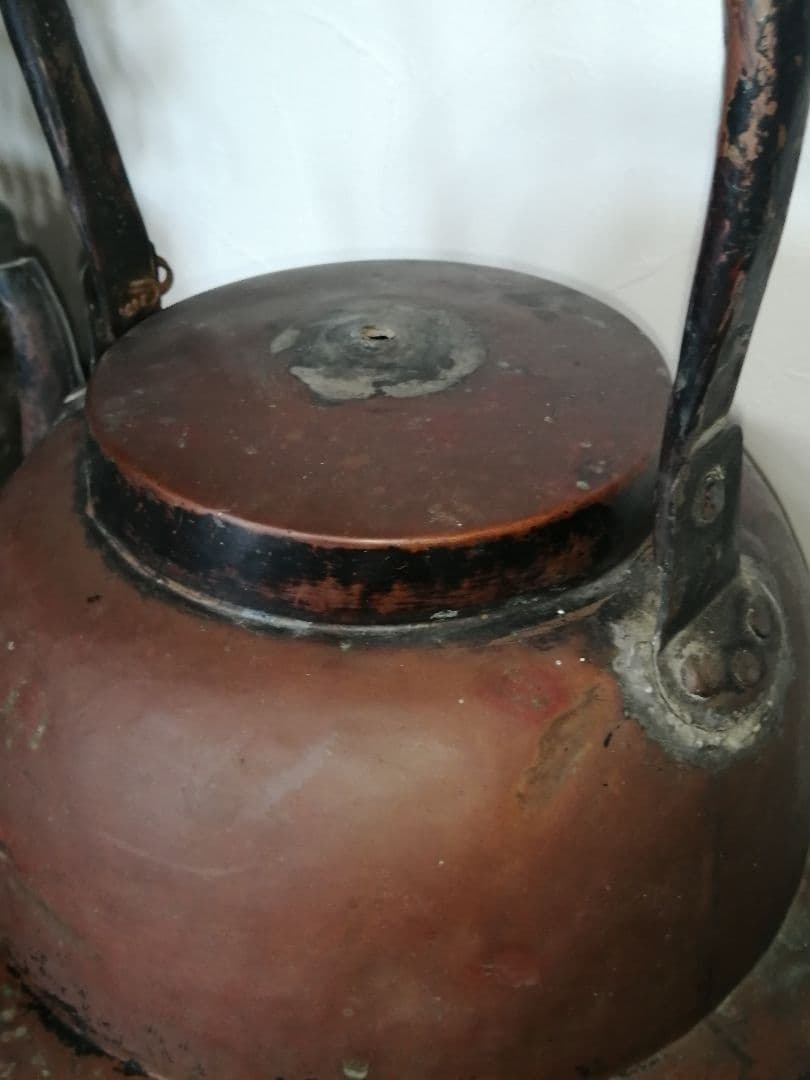 時代物 金属工芸 鍔付き 銅 薬缶 銅瓶 湯沸かし