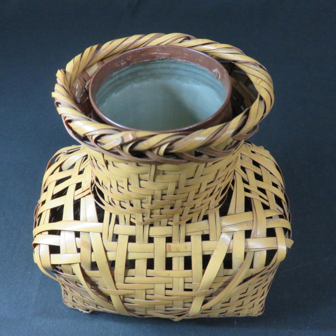 花籠 竹籠 茶道具 茶器 花入 使用感あり 花器 銘