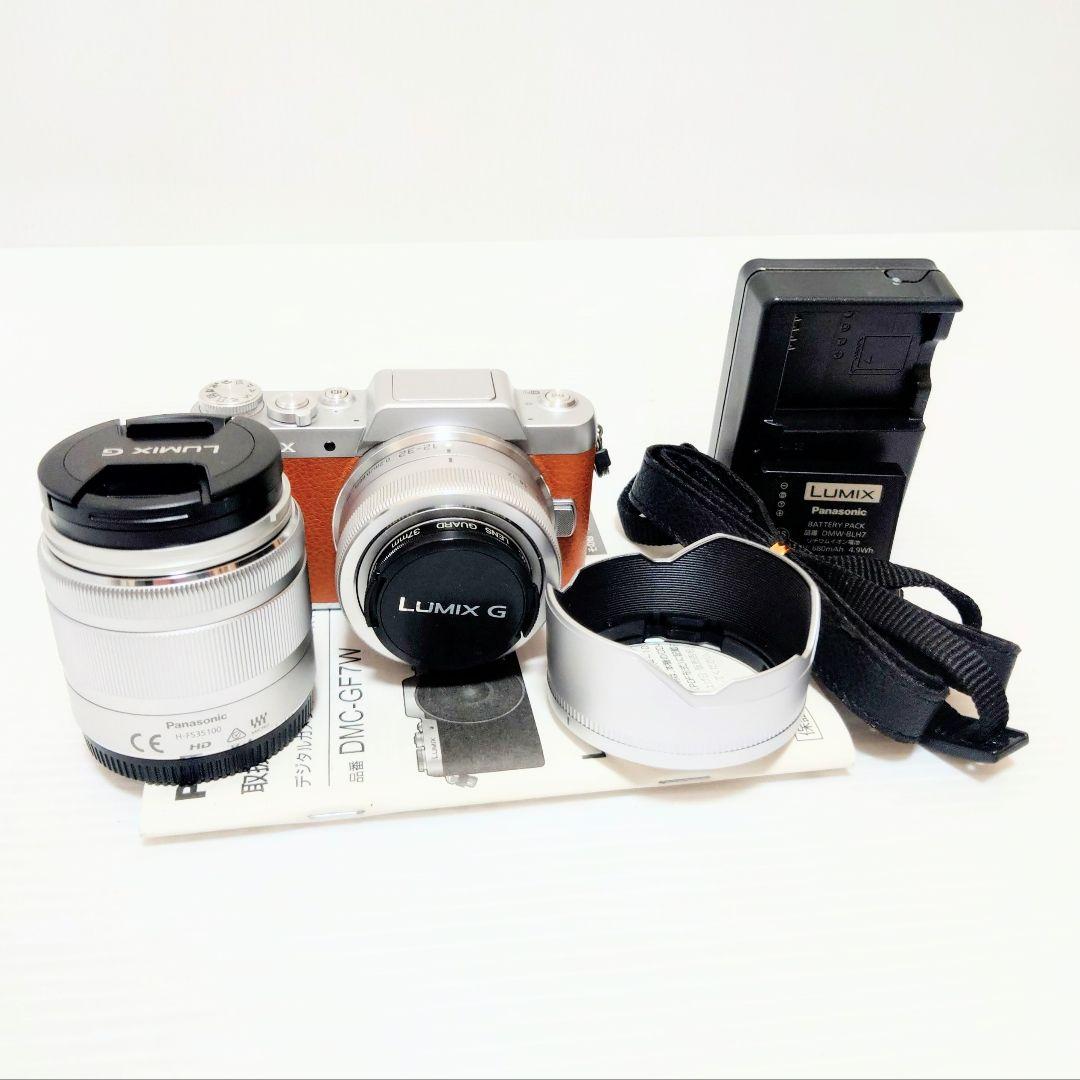 【美品】LUMIX DMC-GF7Wミラーレス一眼 ブラウン ダブルレンズ