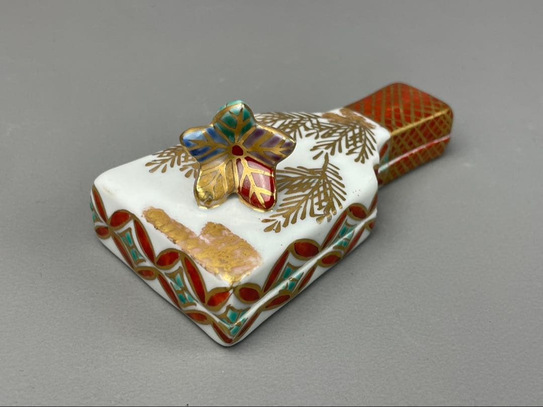 京焼 高野昭阿弥作 色絵 羽子板 香合 共箱付 茶道具 茶会 茶事 日本伝統工芸