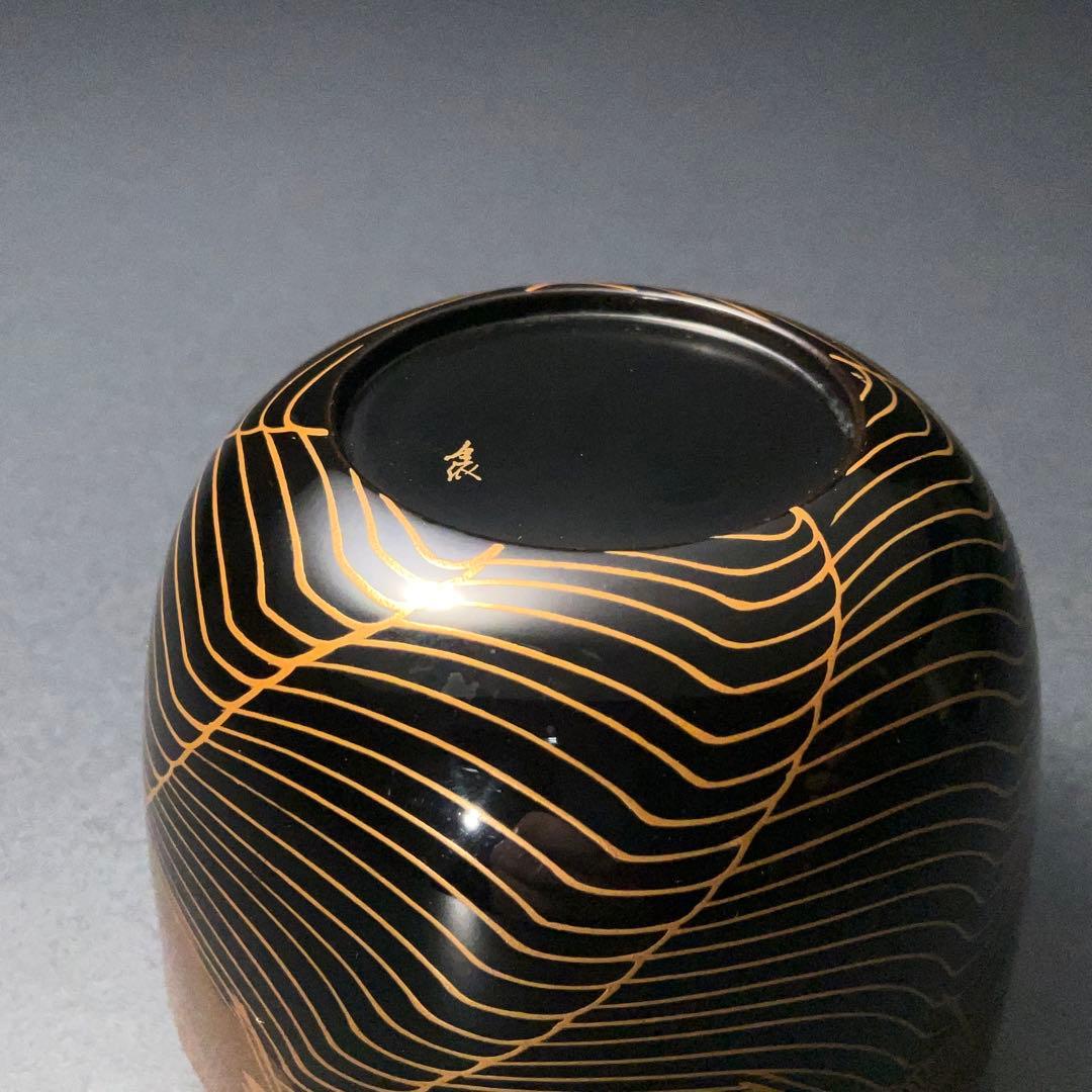 【茶道具】棗　波千鳥　壬依　共箱　金蒔絵　6R1280ダN3