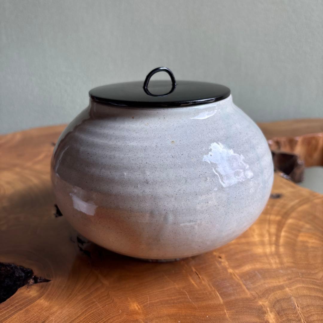 粉引 水指 奥村考山造 共箱 茶道具
