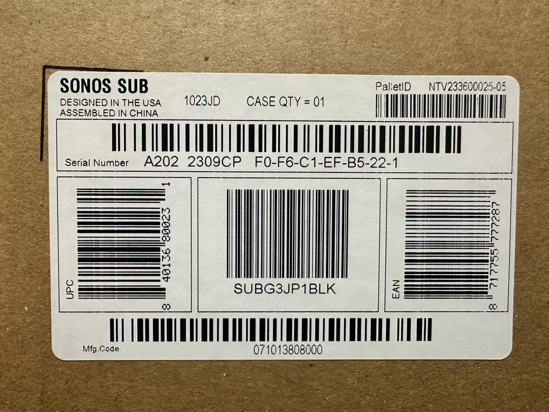 SONOS Sub Gen3 サブウーファー ブラック ホームシアター