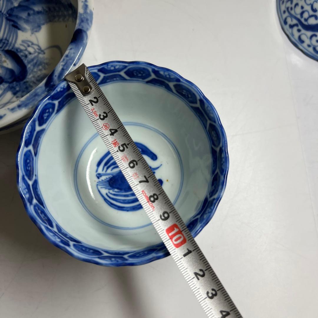 古伊万里　染付鉢色々5客　幅約11/15.5/16㎝　東Y8-0402①