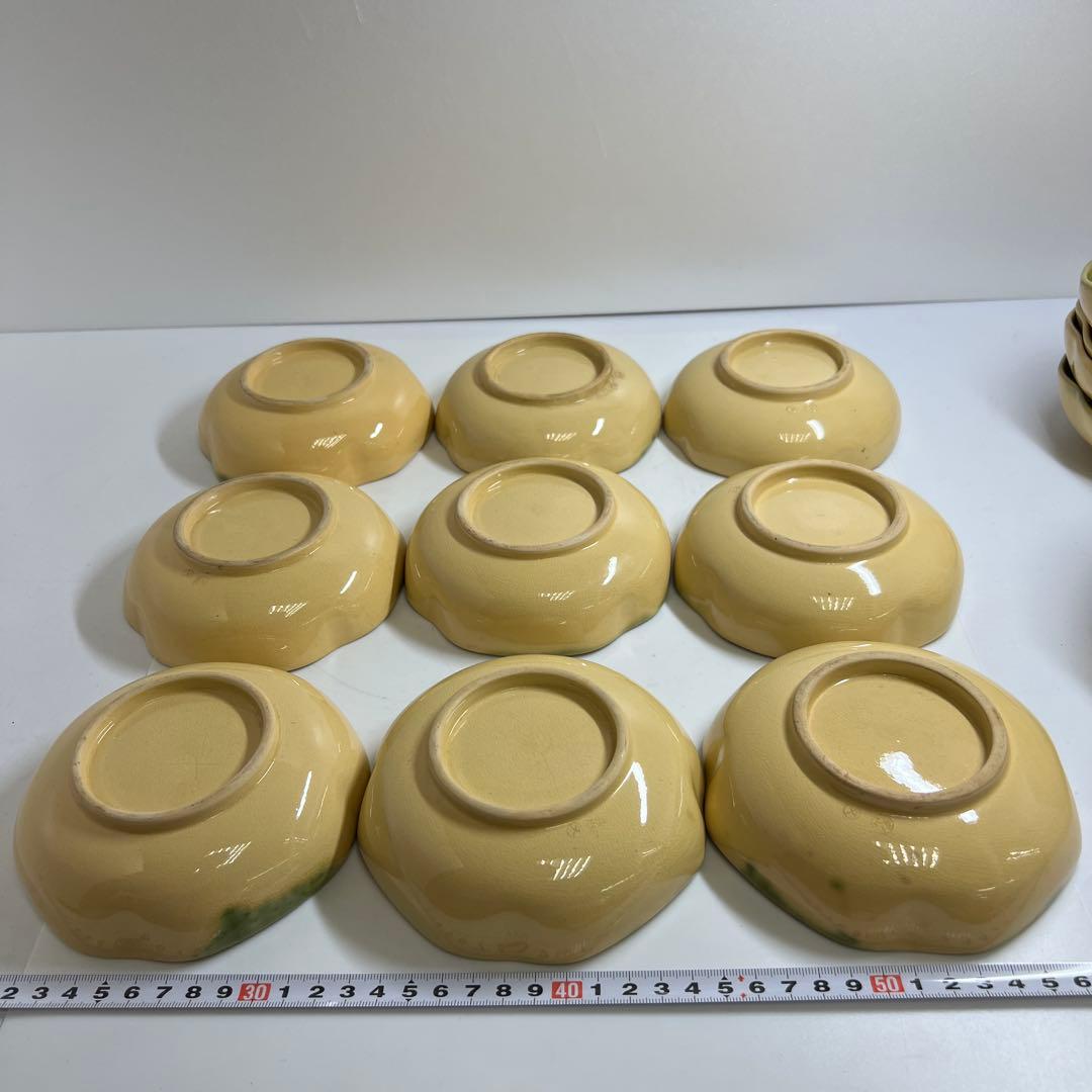 江戸時代　緑釉鉢17枚　木箱付　幅約12.5㎝　東Y7-1112④