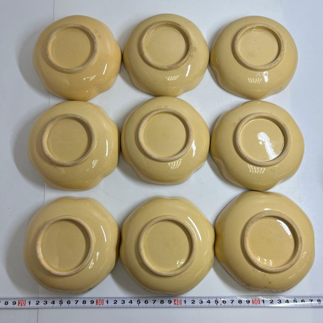 江戸時代　緑釉鉢17枚　木箱付　幅約12.5㎝　東Y7-1112④