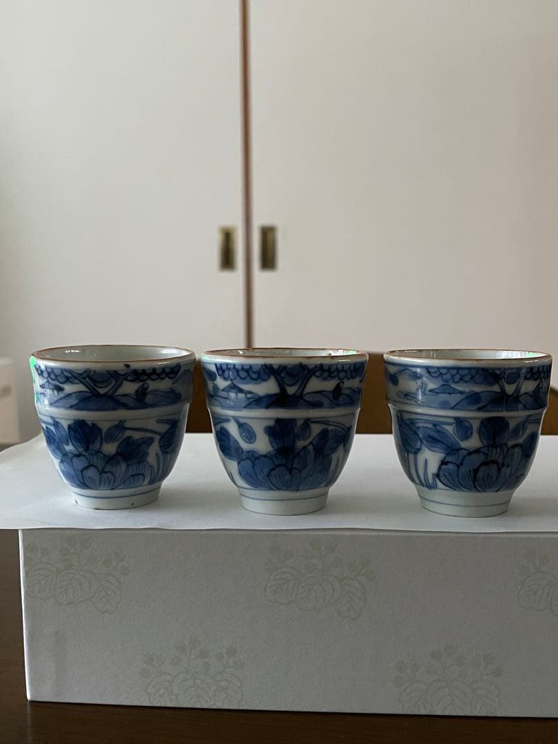古伊万里　染付帯巻煎茶碗5客揃　骨董