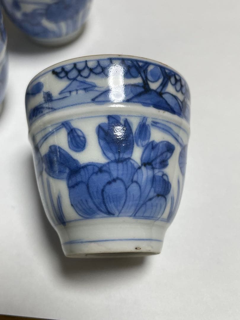 古伊万里　染付帯巻煎茶碗5客揃　骨董