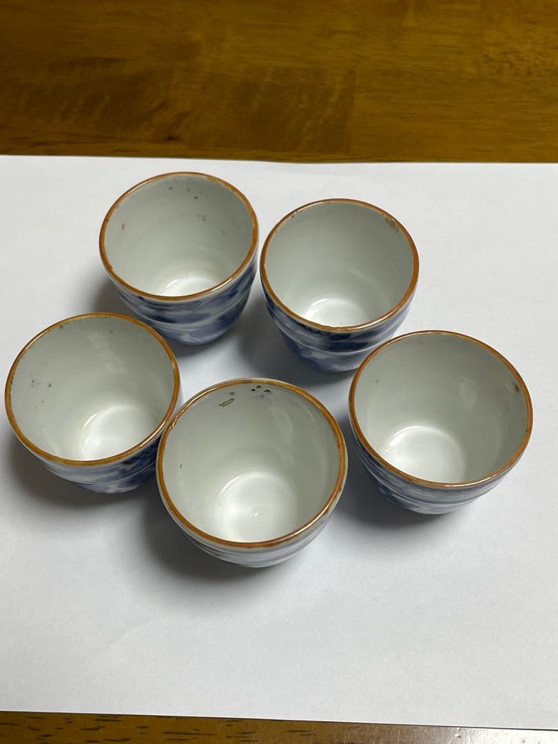 古伊万里　染付帯巻煎茶碗5客揃　骨董