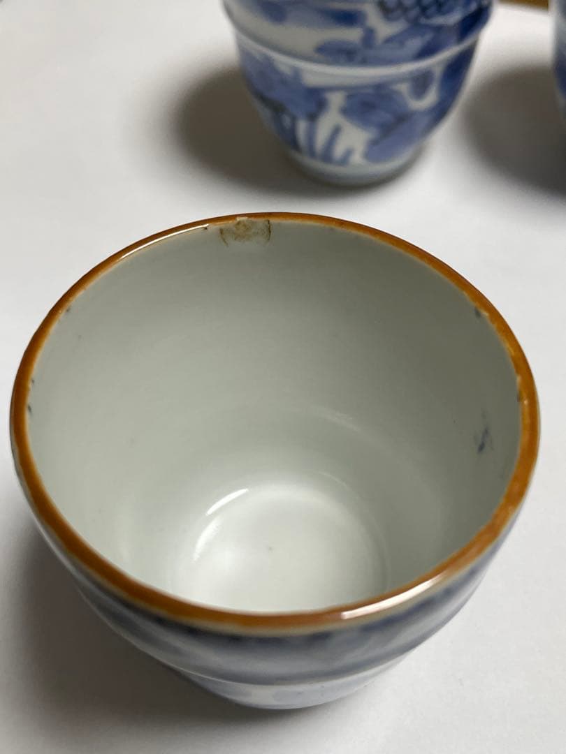 古伊万里　染付帯巻煎茶碗5客揃　骨董