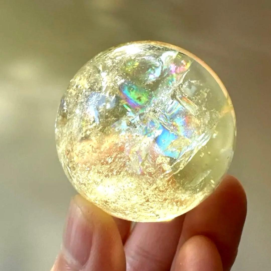 シトリン　虹　スフィア　4.0㎝　レインボーシトリン　Citrine