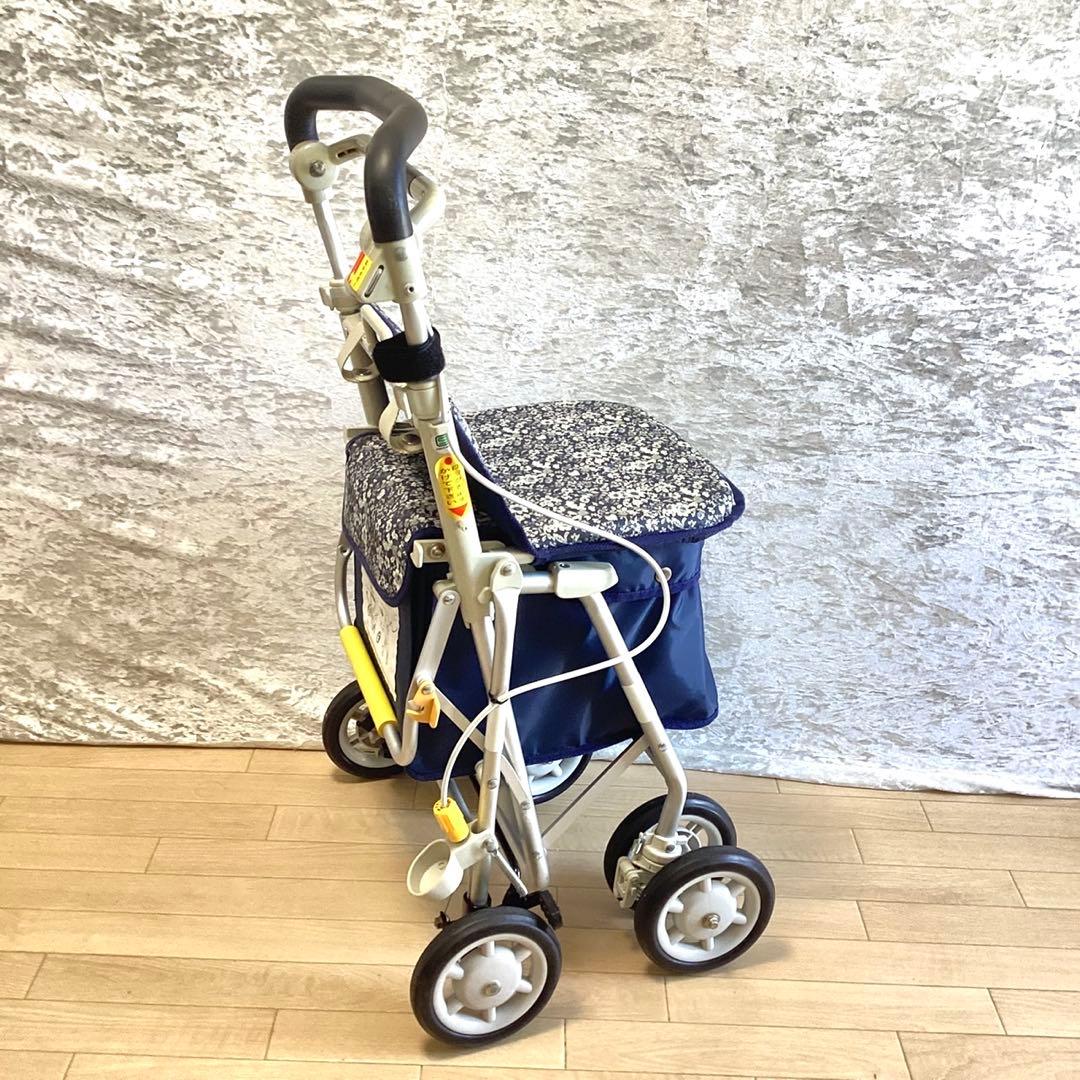 座れるシルバーカー ウィズワン ライトミニM 耐荷重100kgバッグ収納12kg