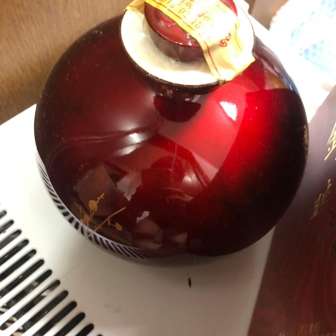 古酒　未開栓　金梅映福　朱色　陶磁器　1300ml 中国