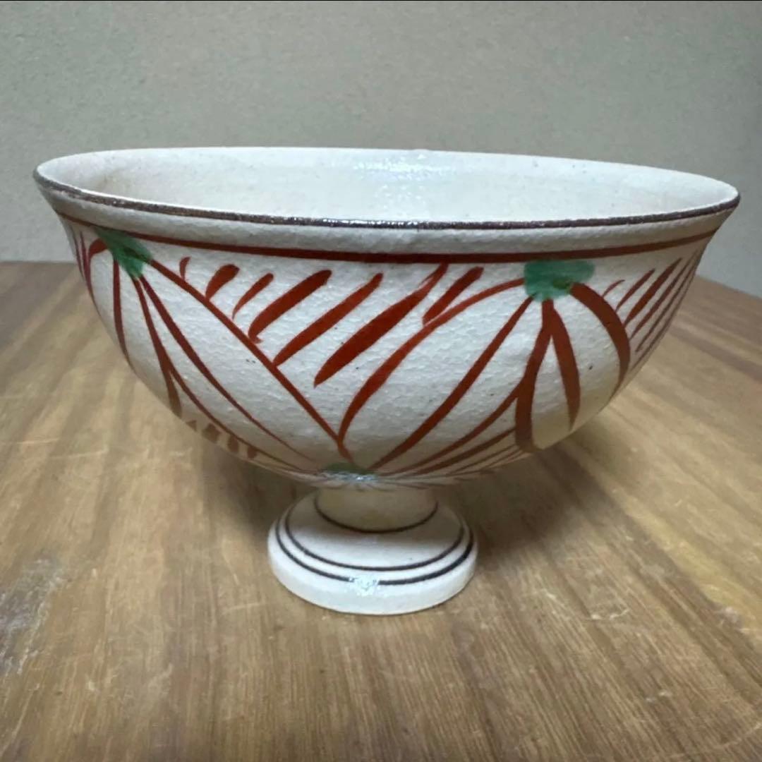 赤絵茶碗　馬上杯　茶道具　不二窯　佐藤和子