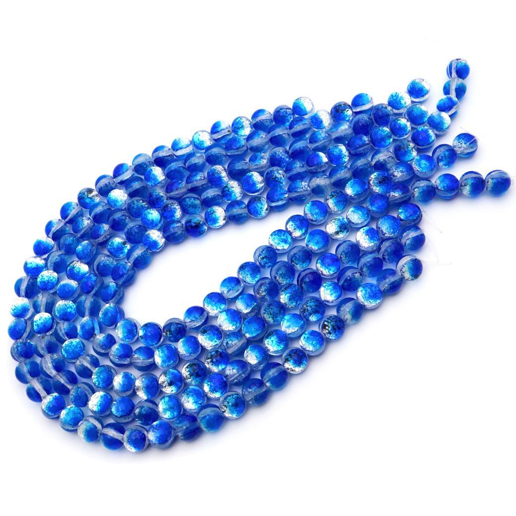 ヨナグニブルー ホタルガラス ビーズ 一連 10mm 40玉 光る 沖縄 お土産