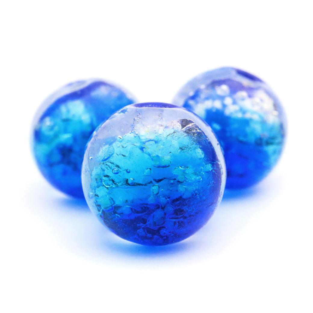 ヨナグニブルー ホタルガラス ビーズ 一連 10mm 40玉 光る 沖縄 お土産