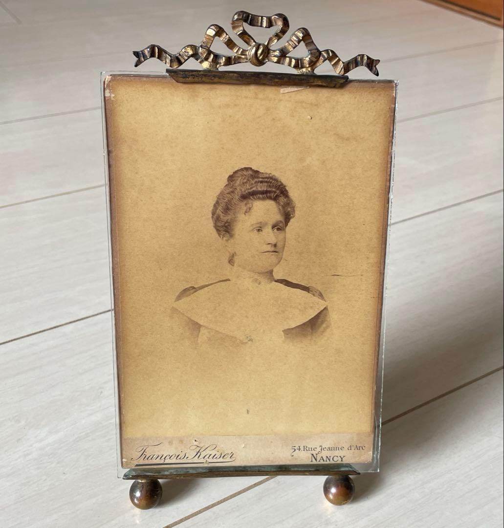 フランスアンティーク フォトフレーム　ガーランド装飾　フォトカード